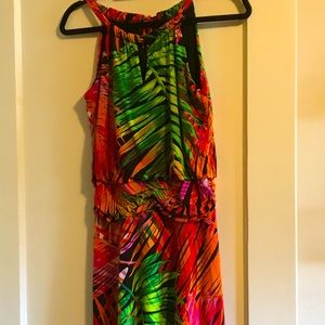 Colorful to the knee-ish dress polyester feel